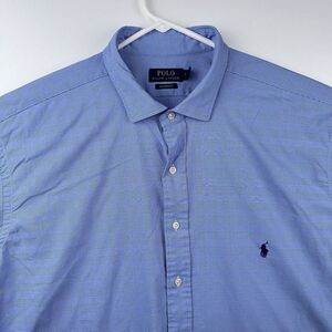 POLO Ralph Lauren Blue Plaid 2XLT Tall Shirt Men's Performance Long Sleeve
